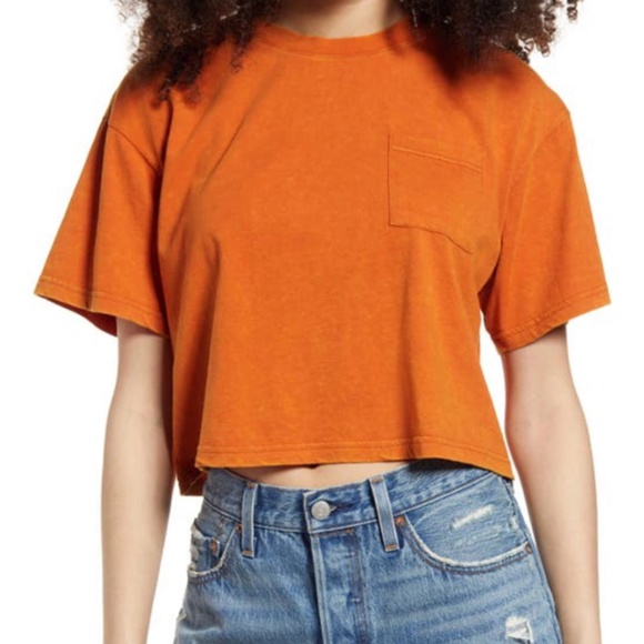 Bp. Cropped Washed Tee in Rust Amber - Picture 1 of 7